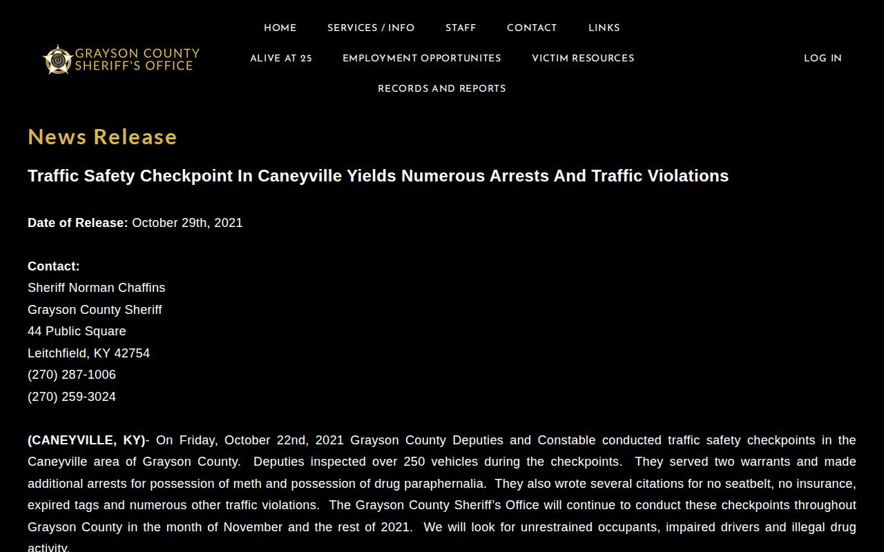 Grayson County sheriff wanted and arrest news record archive