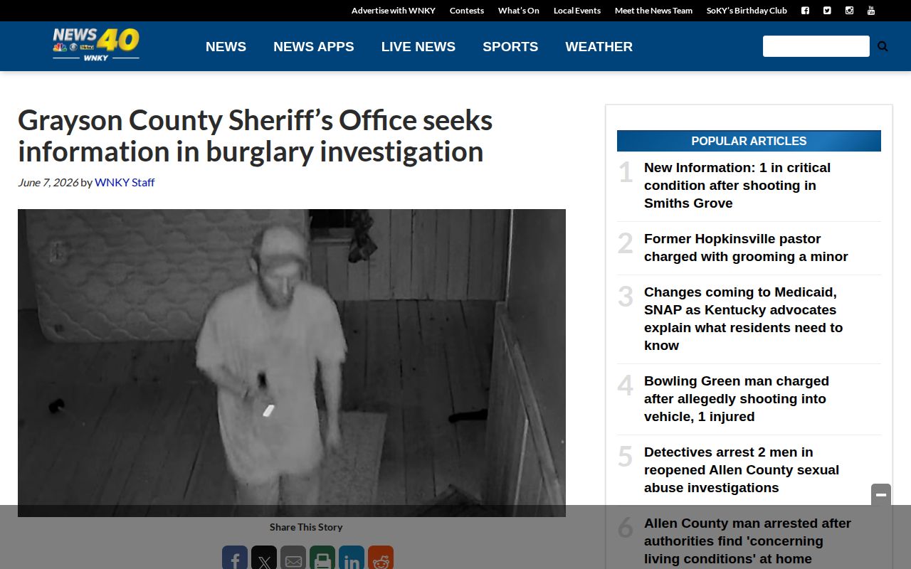 Grayson County wanted information report carried by regional news