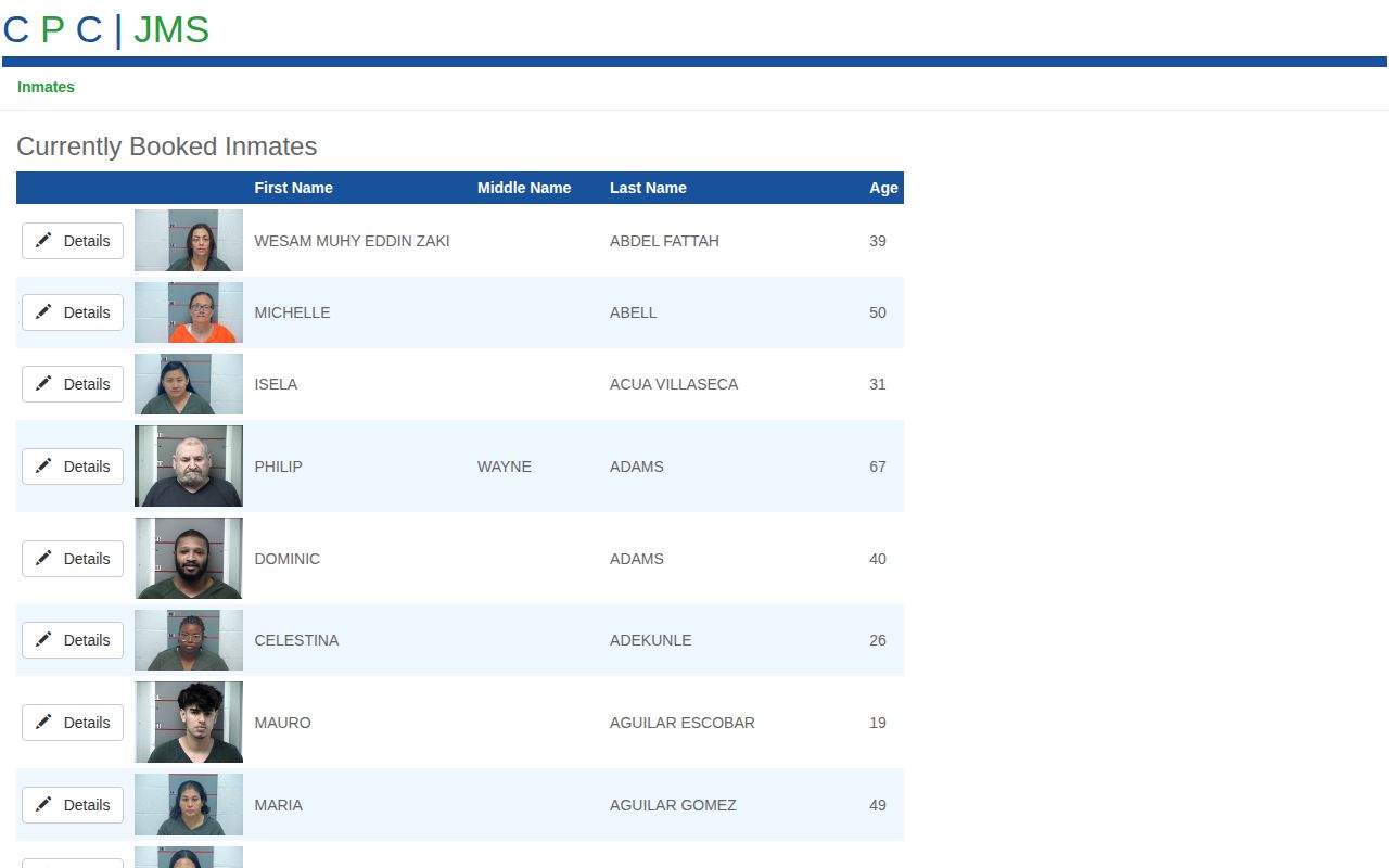 Grayson County current booking roster interface